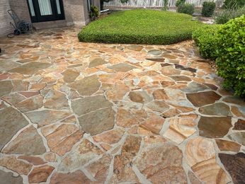backyard pavers after pressure wash